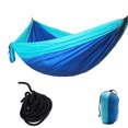thumbnail image 1 of Portable Camping Travel Single Hammock Hanging Bed with Tree Strap (Light Blue Dark Blue), 1 of 1