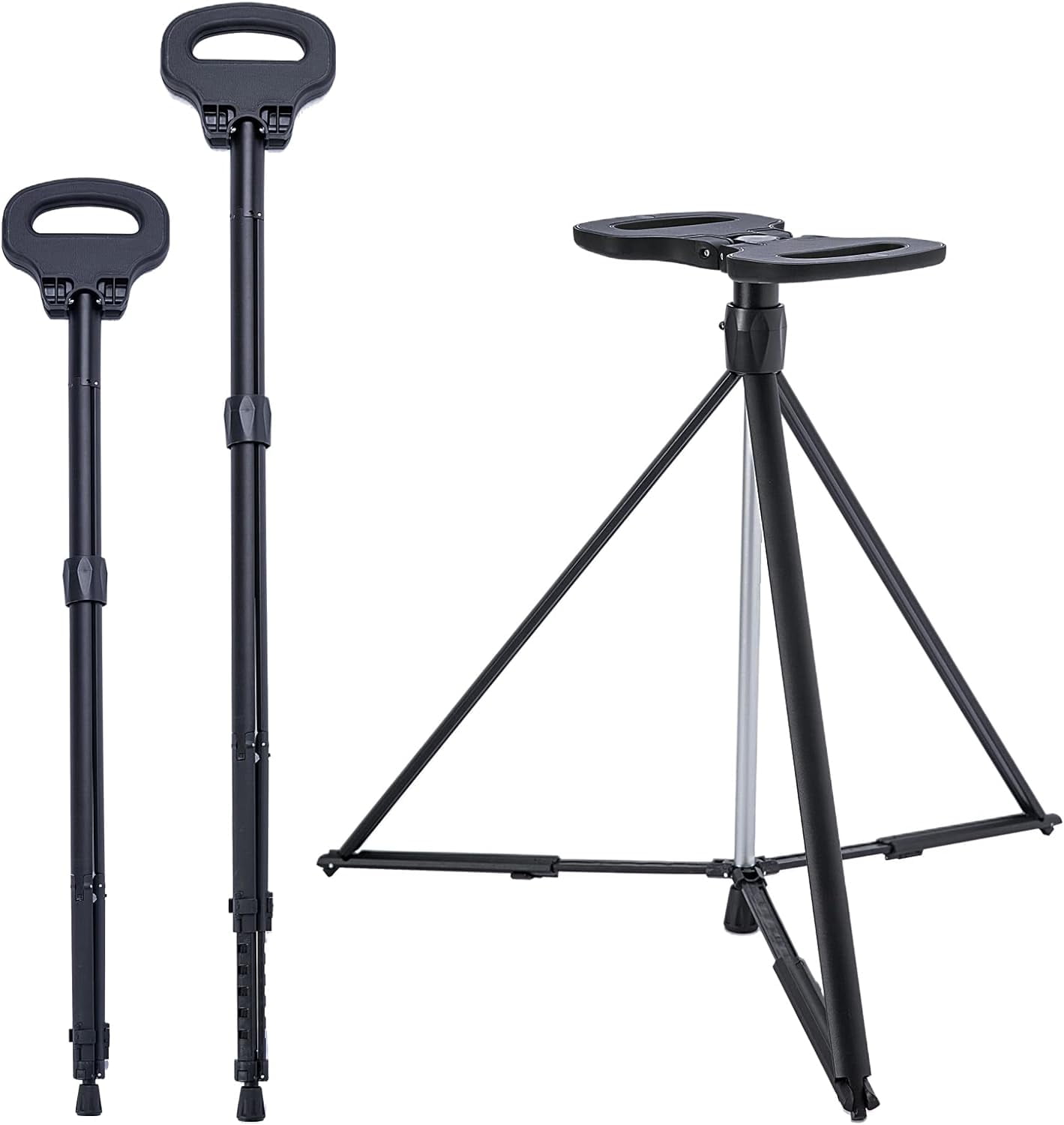 Portable Cane Seat Folding Walking Cane for Men & Women Sturdy Tripod