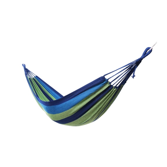 Portable Canvas Hammock 74.8 x 31.5 Inch, Single Outdoor Camping Swing Bed with Reinforced Ropes for Backyard Balcony, Blue