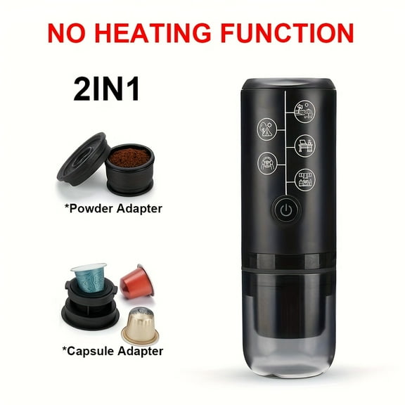 Portable Capsule Coffee Maker, 2-in-1 Rechargeable Wireless Espresso Machine for Office, Travel, Car, Use with Hot Water