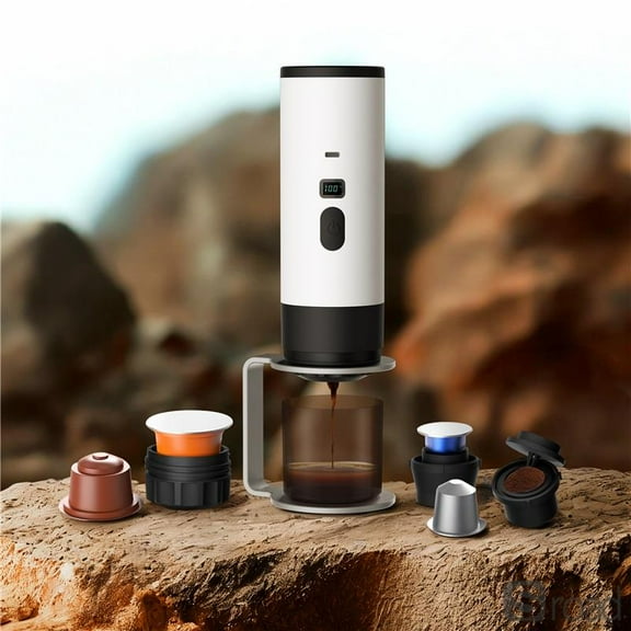 Portable Capsule Coffee Maker, Wireless Rechargeable Espresso Machine With Touch Screen, 15Bar Pressure For Travel & Office,Clear
