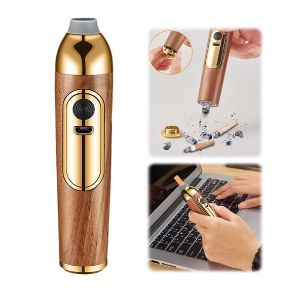 Portable Car Ashtray 5.5 in/14 cm, USB Rechargeable with Light and Deodorizer