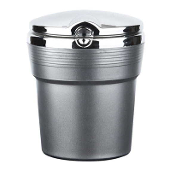Portable Car Ashtray with Lid, Flame Retardant Smokers Ashtray for Cup Holder, Odor Sealing Removable Liner Ashtray for Truck and Home, Night Light Ashtray with Easy Clean Design, 1Pcs (Silver)