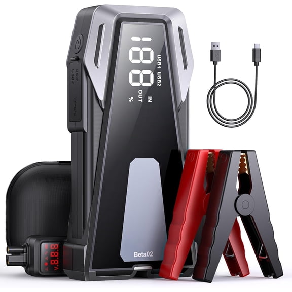 Portable Car Battery Jump Starter 6000A 21800mAh, Jumper Cables for car(8.5L Gas/8.0L Diesel),Jump Box with USB Quick Charge, Lights, Compact