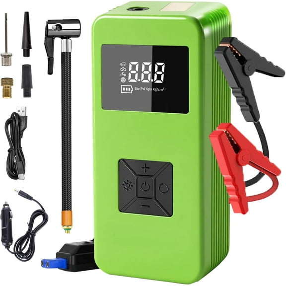 Portable Car Battery Jump Starter with Air Compressor, 8000A Peak 150PSI Jump Box for up to 6.0L Gas/3.0L Diesel, Power Bank with LED Light, Tire Inflator and Car Battery Charger