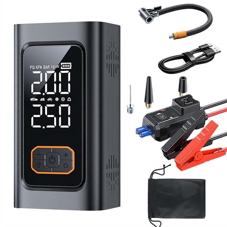 Portable Car Battery Jump Starter, Jump Box Car Battery Jump Starter with Smart Jumper Cables, LED Light, LCD Display