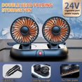 thumbnail image 1 of Portable Car Cooling Fan with 2-Head - 24V Electric Air Cooling Fan,USB Rechargeable Plug,Silent Electric Fan 360° Rotation with 3 Wind Speed Stable Base for Car Truck SUV RV Marine Boat, 1 of 7