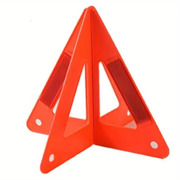 Portable Car Emergency Warning Triangle, Foldable Red Reflective Breakdown Alerts Sign with Stable Standing Support for Roadside Stops, Night Driving, & Travel Kits
