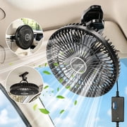 9" Portable Car Fan, Lafati 12V Electric Vehicle Fan with Stepless Speed Control and  Cigarette Lighter Plug, 3-in-1 Back seat &amp; Clip, 360° Rotation Quiet Cooling for Car SUV RV Vehicles