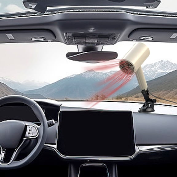 Portable Car Heater 12V 200W with Defroster Function, Dual Heating and Cooling Windshield Defogger That Plugs into Cigarette Lighter, Fast Acting Vehicle Heater for Winter Use