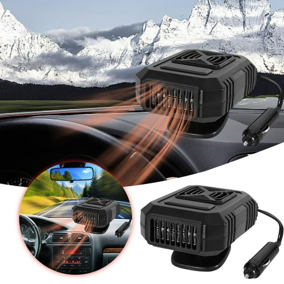 Portable Car Heater 12V 200W with Defroster Function, Dual Heating and Cooling Windshield Defogger That Plugs into Cigarette Lighter, Fast Acting Vehicle Heater for Winter Use