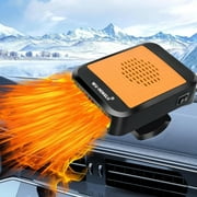 Portable Car Heater, 12V 200W, High Power Car Windshield Defogger Defroster, 2 in 1 Heating Fan/Cooling Fan with Air Fan, Plug into Cigarette Lighter, Fit for Car, SUV, RV,（Orange）