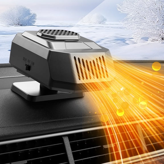 Portable Car Heater 12v 150W 2 IN 1 Cool and Heating Function Car Defroster with Plugs Into Cigarettes Lighter Small Car Heater with 360 Degree Rotate Wind Direction, Silver