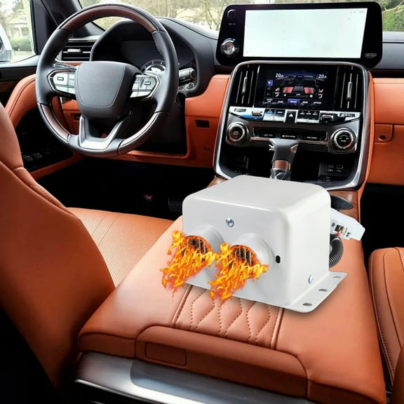 Taicans Portable Car Heater - 800W 12V/24V Fast Heating & Defrosting (6.89x4.33x4.06in) - Compact White Design for Automobile Interior - Overload Protection & Ready to Use - Perfect for Winter Travel