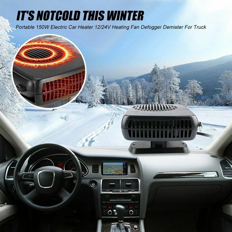 Portable Car Heater, Car Defroster Defogger 12V or 24V Truck Car Heat  Cooling Fan, Adjustable Thermostat in Cigarette Lighter 150W