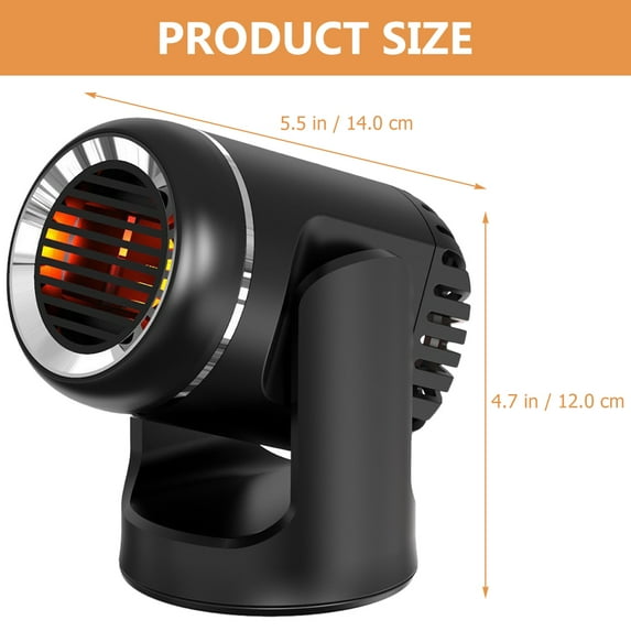 LEORX Portable Car Heater Abs Black For Travel 1Set 4.7x3.9x3.1in