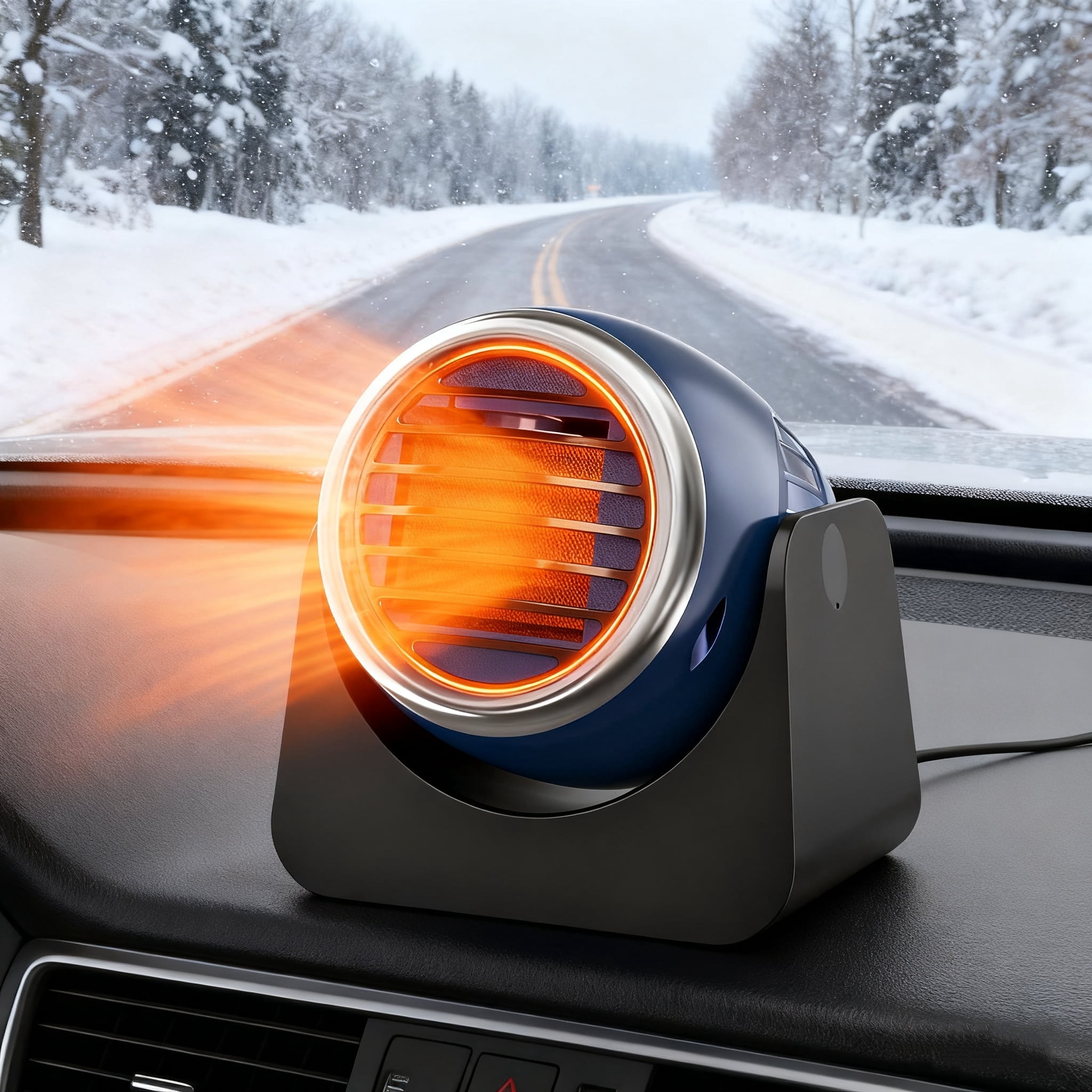 Portable Car Heater, Defroster for Windshield, 12V 120W Window Defroster, 2 in1 Fast Car Heater , Plug-in Cigarette Lighter Defroster Winter Weather Heater for All Cars, Blue