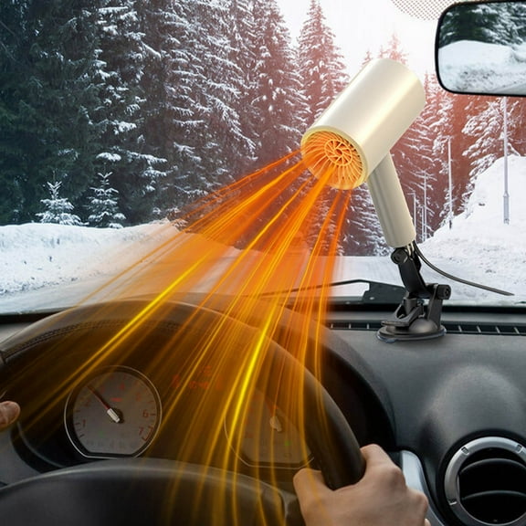 Portable Car Heater, Handheld Fast Heating Defroster and Defogger, Multi-Function Device with Two-Speed Control, for Car Interior Warming and Windshield Clearing
