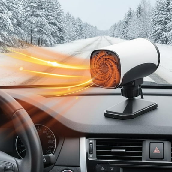 Portable Car Heater for Vehicle, 12V Car Defroster Windshield Heater, Plug-in Fast Heating Windshield Defogger Fan with Rotatable Base for RV SUV Trucks
