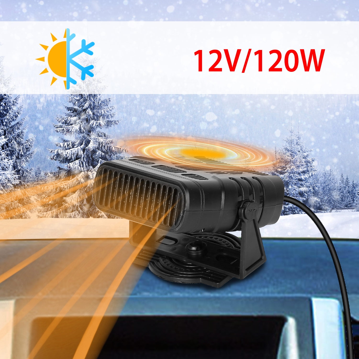 iMountek 12V 120W Portable Car Heater Heating Fan 2 in 1 Defroster Demister  Windshield Heater Automotive Cooling Fan