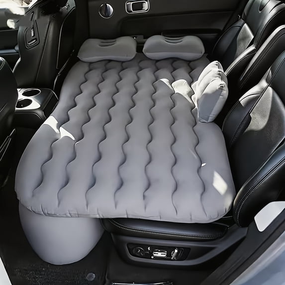Portable Car Inflatable Bed, Thickened Flocking PVC, with 2 Pillows + Foot Pump + Storage Bag, Fast Inflation, Car Mattress, Self-driving Camping Car Sleep Mattress, Universal for Cars And SUVs