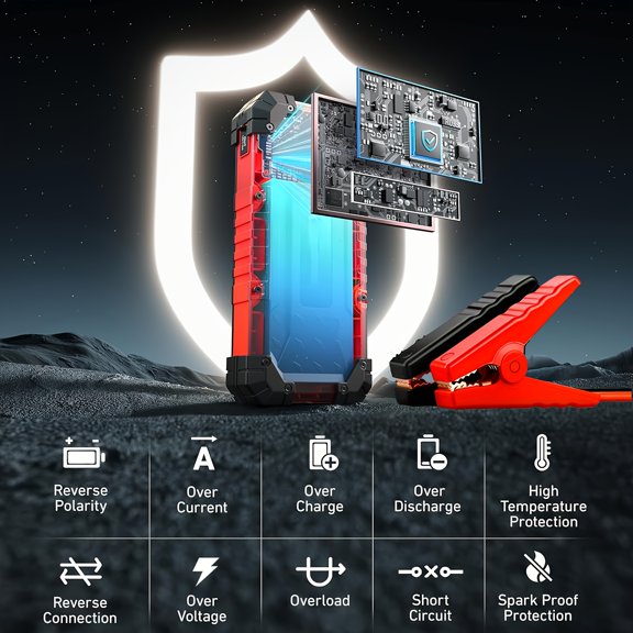 Portable Car Jump Starter 12V Battery Charger 160PSI Air Compressor, Multi-function Car Emergency Starter Power Pack with LED Light, Auto Accessories Tool Kit, Winter Essential & Holiday Gift