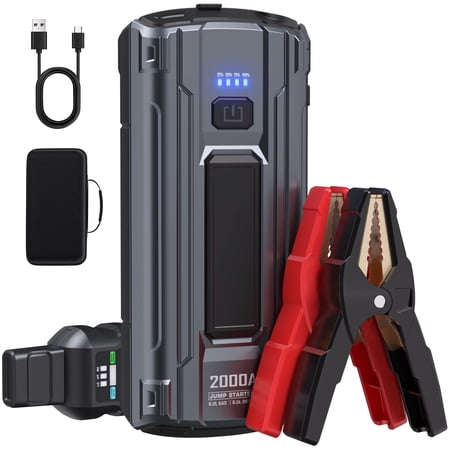 Portable Car Jump Starter, 2000A Car Battery Jump Starter for Up to 8.0L Gas or 6.5L Diesel, REHOTTOP 12V Car Battery Charger, Jump Box with LED Light/Dual USB Output