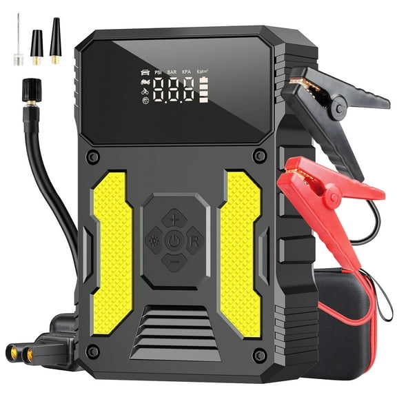 Portable Car Jump Starter with Air Compressor,3000A 12V Car Battery Jump Starter (for All Gas/up to 8L Diesel) w/ 150PSI Digital Tire Inflator 37000mAh Power Bank,Battery Jump Pack Jump Box for Cars