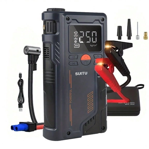 Portable Car Jump Starter & Air Pump 4 In 1 150PSI Air Compressor PowerBank Booster Car Starter Device Automotive Tyre Inflator