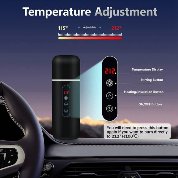 Portable Car Kettle Portable Electric Travel Kettle Car Coffee Heater Suitable for Heating Tea Coffee and Milk 500 ML,1 * Water cup 1 * Car cable