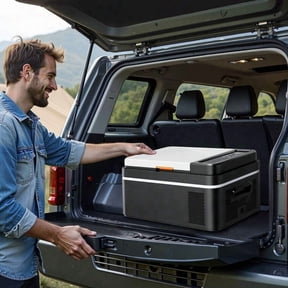 Portable Car Refrigerator 12/24V DC & 100-240V AC Compressor Cooler, -4°F to 68°F, 23 QT Freezer with APP Control, 45W Electric Fridge for RV, Camping, Boats, Fishing