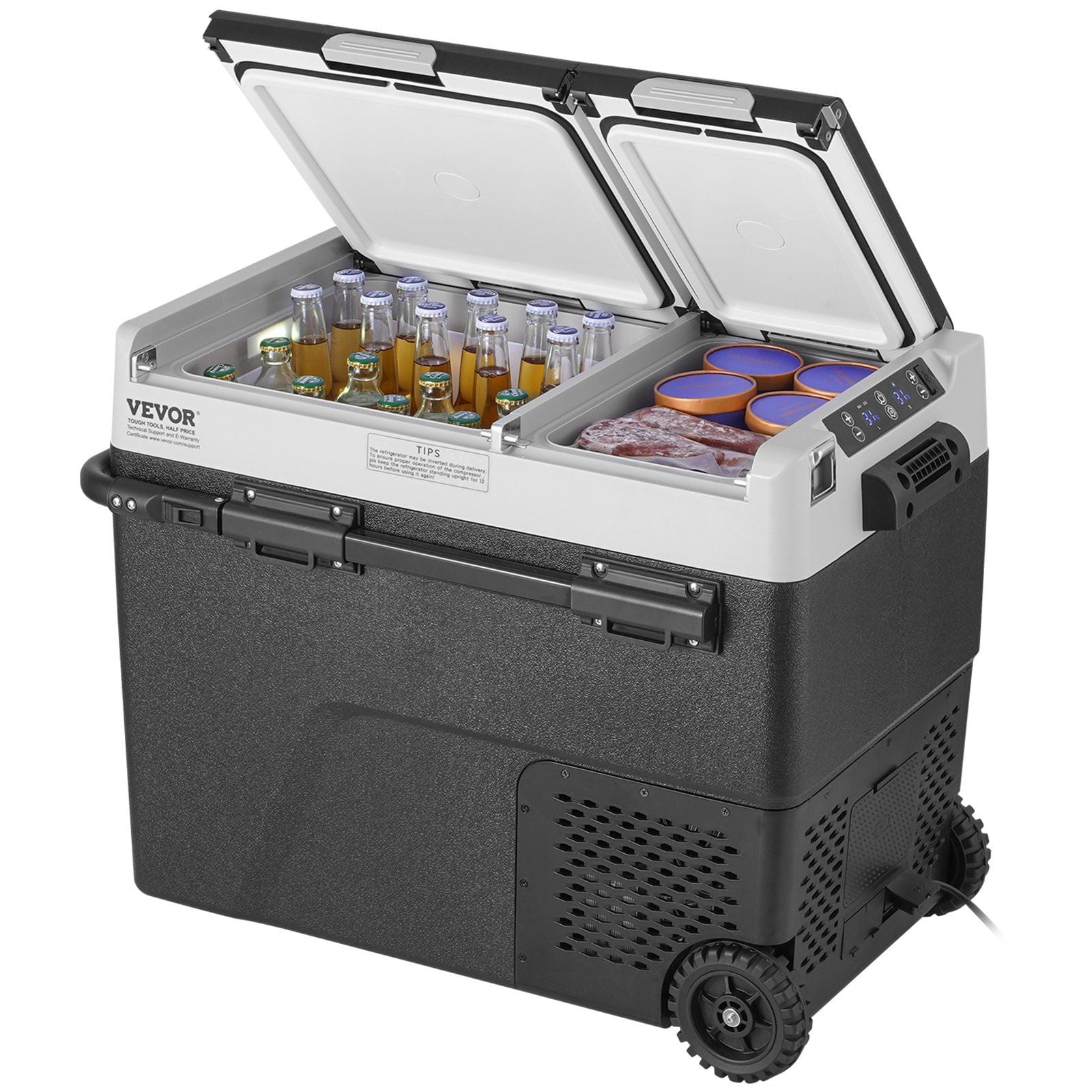Portable Car Refrigerator, 12 Volt Dual Zone Freezer, 58QT/55L Compressor Cooler