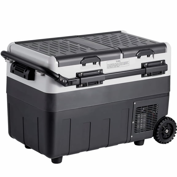 Portable Car Refrigerator, 52.8 QT Dual Zone 12V Car Fridge Freezer, -4 to 68F Adjustable Temp Compressor Cooler for Road Trips, Camping, RV, Home