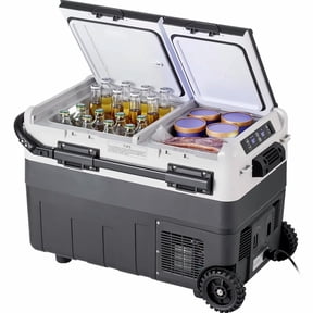 Portable Car Refrigerator 53 QT, 12V Dual Zone Fridge Freezer, -4 to 68F Adjustable Temp, Compressor Cooler for Car, RV, Camping, Home - 50L/52.8QT