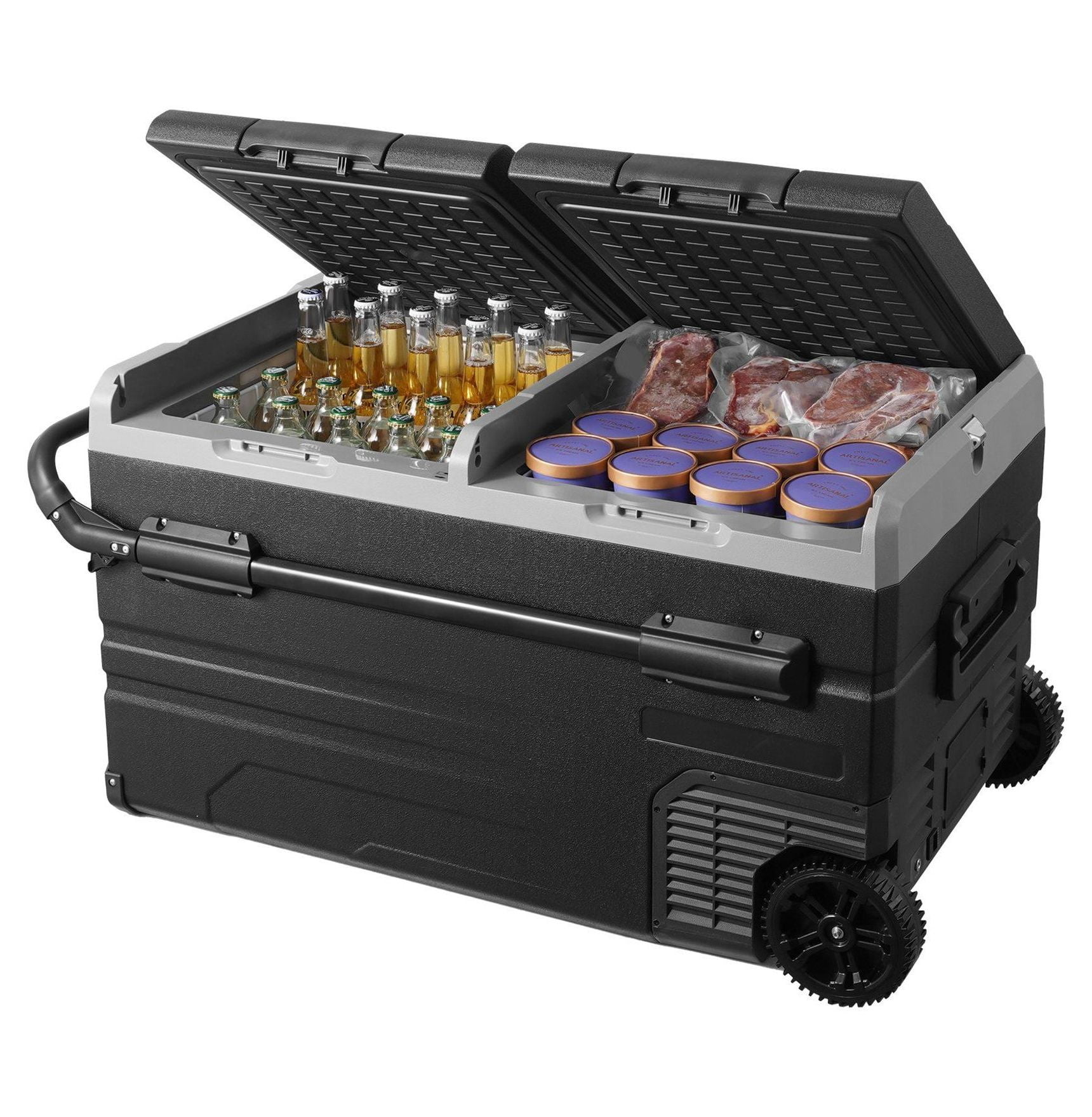 Portable Car Refrigerator Freezer 115L, Dual Zone Compressor Fridge for Car, RV, Home - Rapid Cooling, Bluetooth Control, Low Noise, -4°F to 68°F