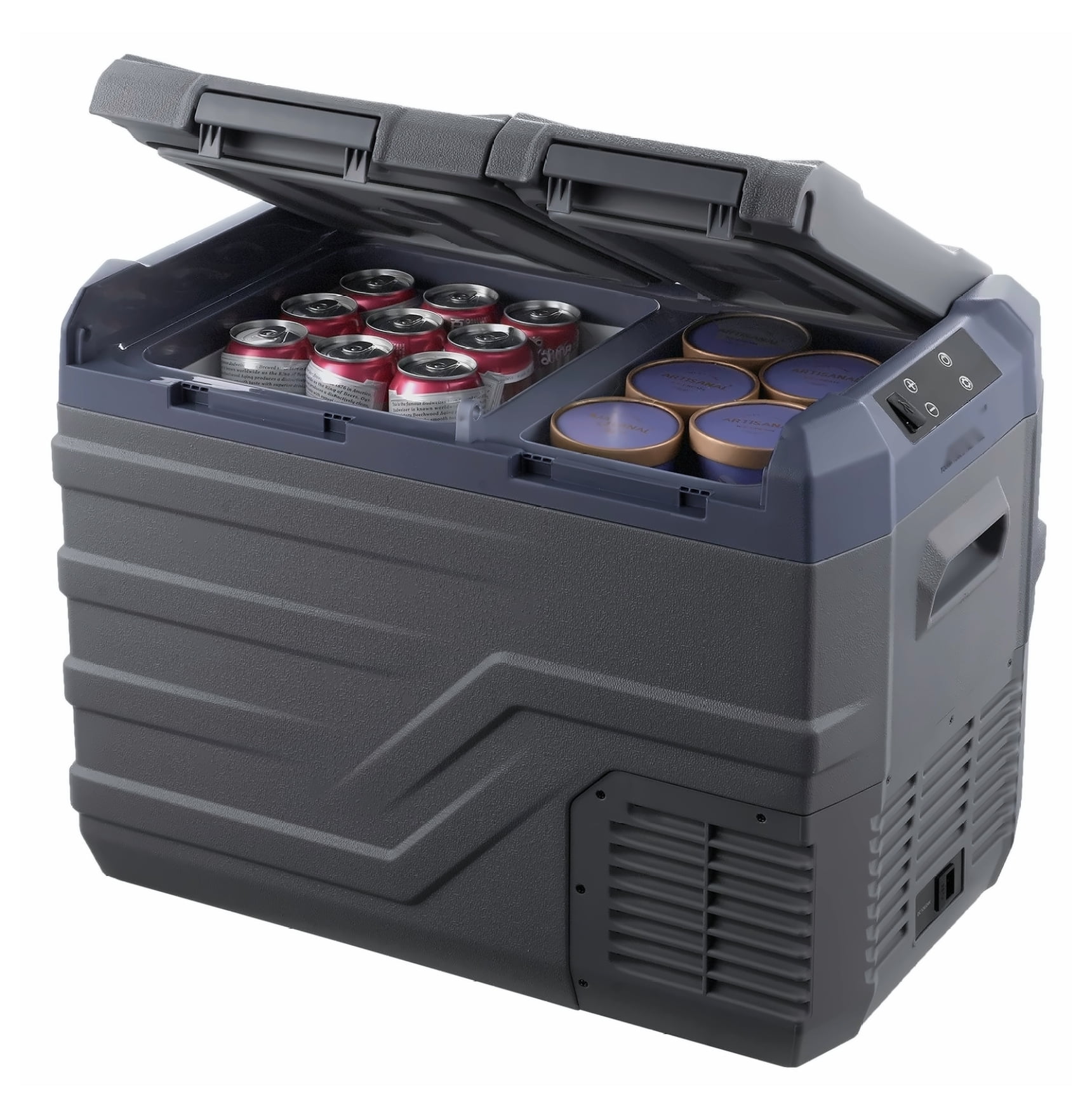 Portable Car Refrigerator Freezer 32L Dual Zone, Compressor 12V/24V & 110V-240V, Rapid Cooling -20°C, Bluetooth Control for Car, RV, Camping