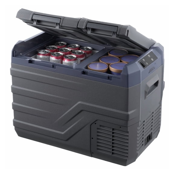 Portable Car Refrigerator Freezer 32L Dual Zone, Compressor 12V/24V & 110V-240V, Rapid Cooling -20C, Bluetooth Control for Car, RV, Camping