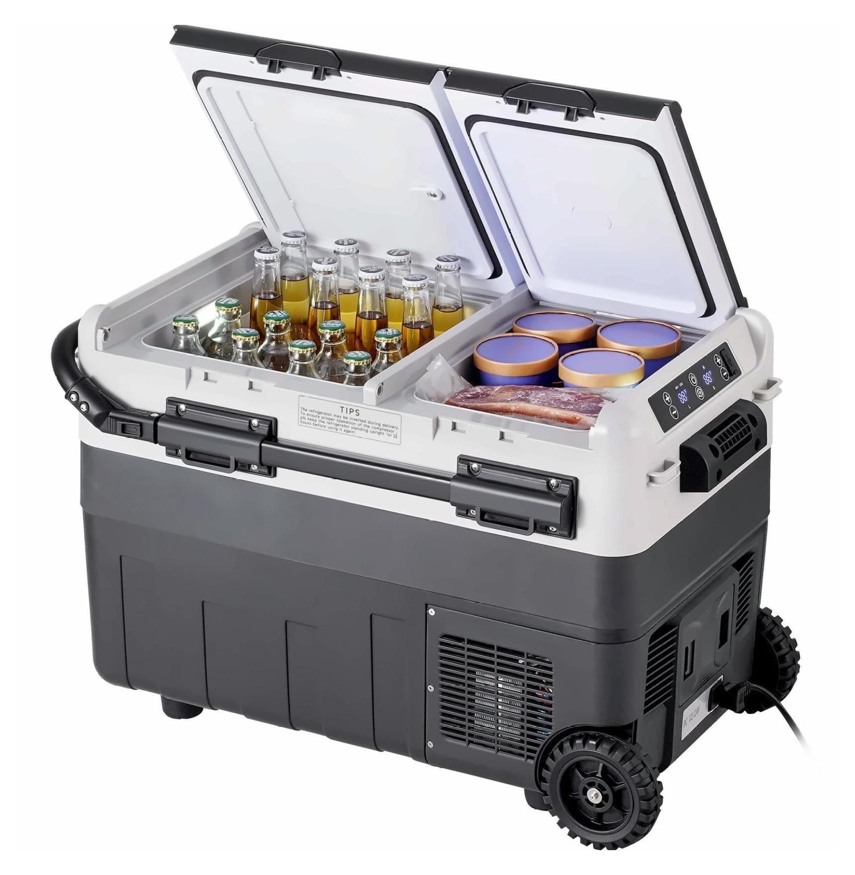 Portable Car Refrigerator Freezer 50L Dual Zone - 12V/24V & AC Powered, Compressor Cooling, Rapid Cooling for Road Trips, Camping, RV & Home Use