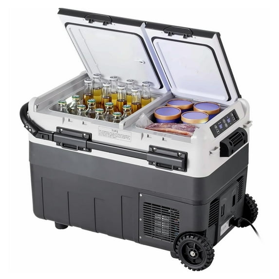 Portable Car Refrigerator Freezer 50L Dual Zone - 12V/24V & AC Powered, Compressor Cooling, Rapid Cooling for Road Trips, Camping, RV & Home Use