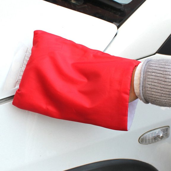 Portable Car Snow Brush with Protective Cover, Compact Ice Scraper Shovel for Vehicle Winter Emergency Kit, Universal Fit - Red