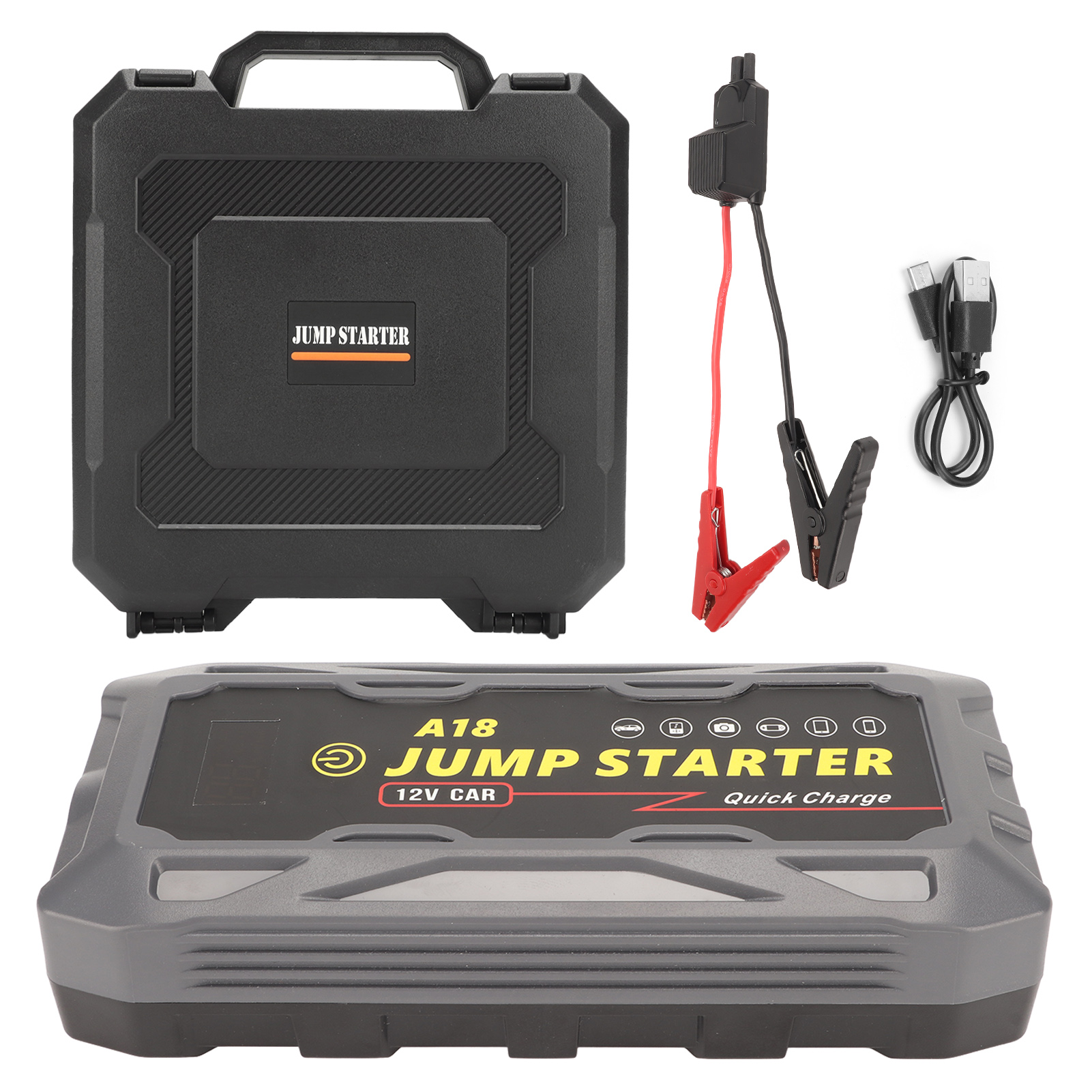 Portable Car Starter 2000A 16000mAh 12V Car Battery Jump Starter with LED Light for Up to 7.5L