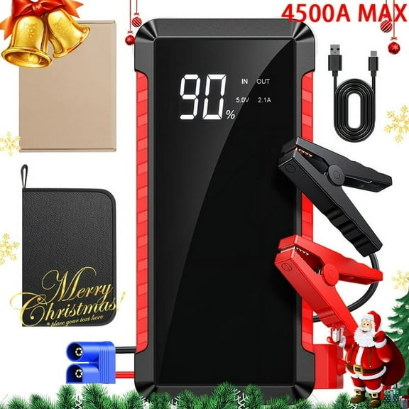 Portable Car Starter 3000A - 12V Jump Starter for 2.64gal Gasoline/2.11gal Diesel, Dual USB Power Bank, LED Light, Compact Emergency Car Rescue Tool for All Drivers