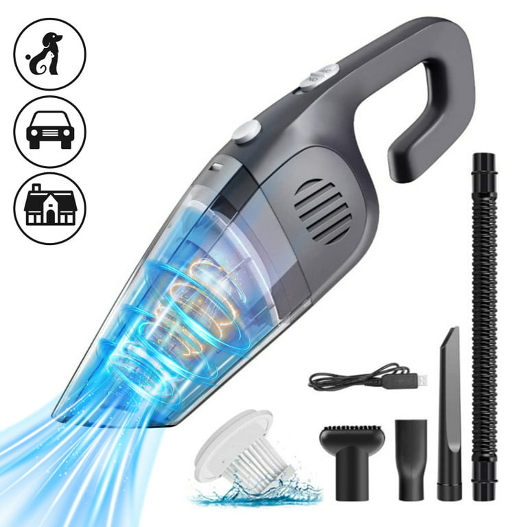 Portable Car Vacuum 7Kpa Handheld Vacuum Cordless Hand Vacuum Powerful Vacuum Cleaner Multi-Purpose for Pets Home Car, Size: 3 in, Gray