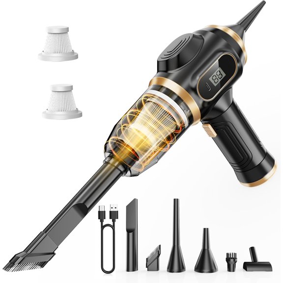 Portable Car Vacuum Cordless Mini Handheld Vacuums Cleaner Rechargeable with LCD Display and Multi-Nozzles, High Power Hand held Cleaners for Car, Home, Office, Sofa, Pet Hair,Keyboard