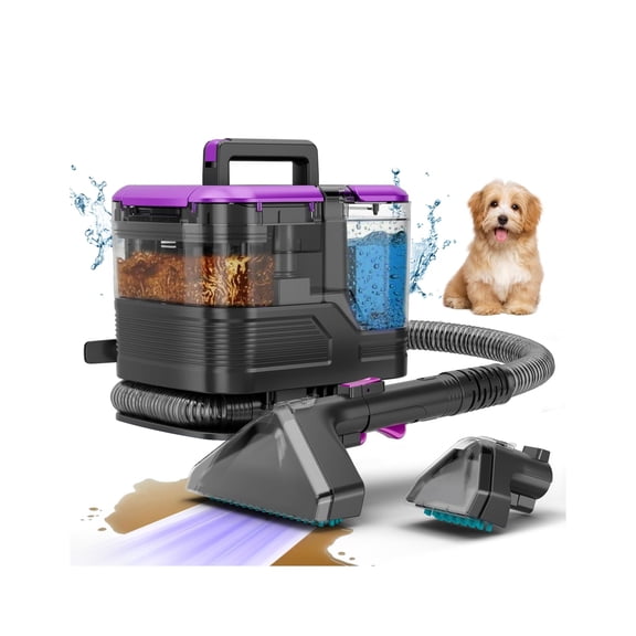 Portable Carpet Cleaner & Upholstery Cleaner Machine - 21Kpa Carpet Cleaner Machine, Self-Cleaning, Deep Cleaner for Pet Stains, Cars, Couch, Rug, Furniture with Dual Brush, Large Tank, Purple