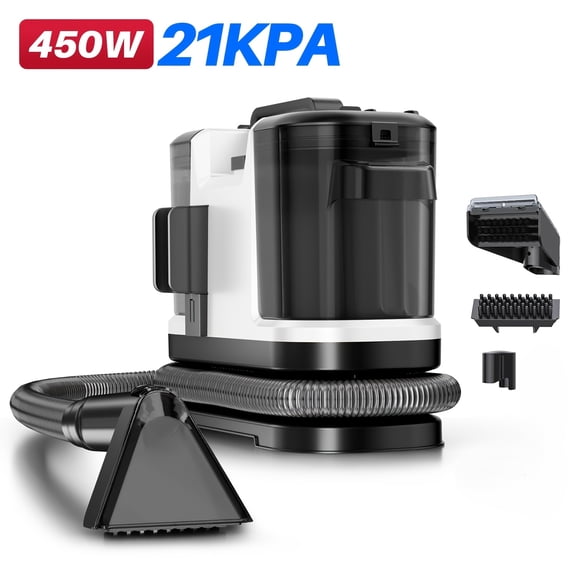 Portable Carpet And Indoor Decoration Cleaning Machine | 21Kpa Strong Suction, 450W High Power, Bagless, Plug-In Use, With Dedicated Cleaning Tools For Spot Deep Cleaning, Extra-Long Hose