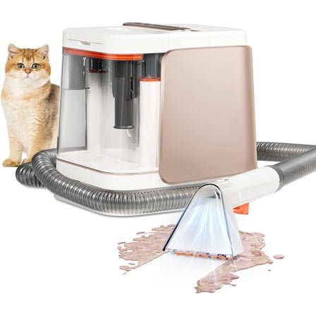 Portable Carpet and Upholstery Cleaner Machine - Deep Cleaning Shampooer for Carpets, Couches, Rugs & Furniture, Remove Stains & Spills, Pink