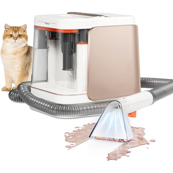 Portable Carpet and Upholstery Cleaner Machine - Deep Cleaning Shampooer for Carpets, Couches, Rugs & Furniture, Remove Stains & Spills, Pink