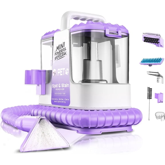 Portable Carpet and Upholstery Cleaner Machine for Pets Spot Stain and Couch Cleaning with Powerful Suction Self-Cleaning Lightweight Compact Design