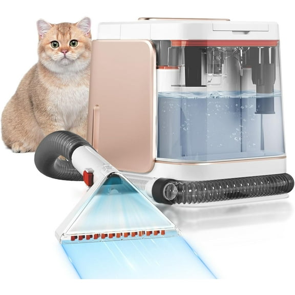 Portable Carphoster Cleaner Machine, Powerful Suction Handheld Carpet & Upholstery Shampooer for Multi-Surface, Pet Stain Remover for Couch, Rug, Car Auto Detailing with 2 Tools, Pink